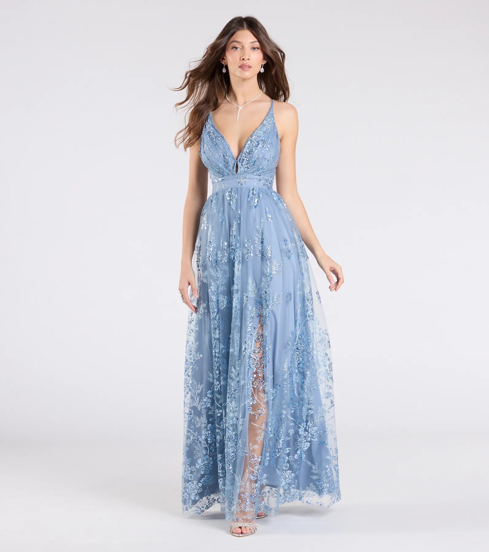 Ayva A-Line Glitter Sequin Tulle Formal Dress