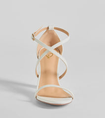 Dazzling Chic Strappy Faux Leather Block Heels